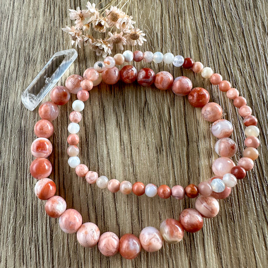 Pink Petal Agate Bracelets