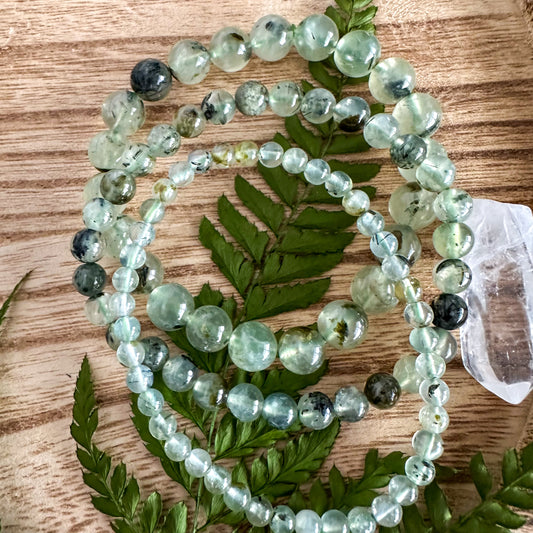 Prehnite with Epidote & Tourmaline Bracelets