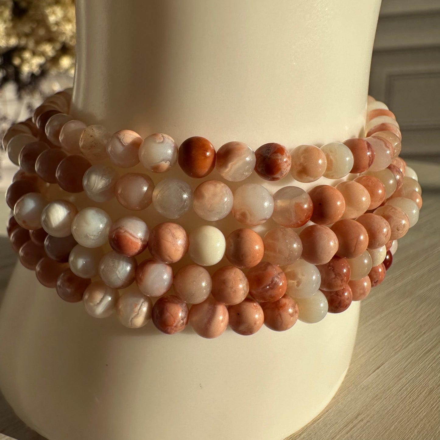 Pink Petal Agate Bracelets