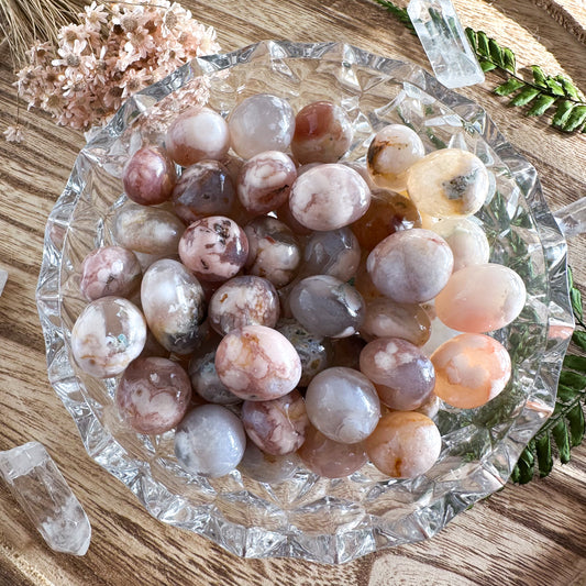 Pink Flower Agate Tumbles