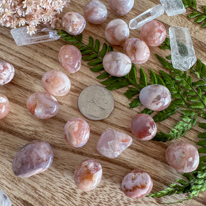 Pink Flower Agate Tumbles